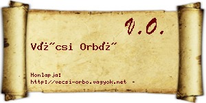 Vécsi Orbó névjegykártya